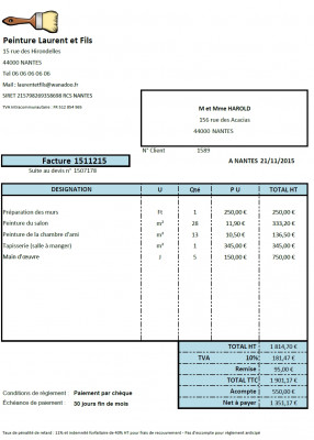 Je vais vous récapituler les données de 15 factures afin ...